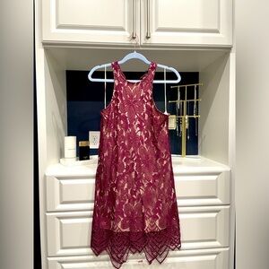 Girls' Burgundy Lace Party Dress